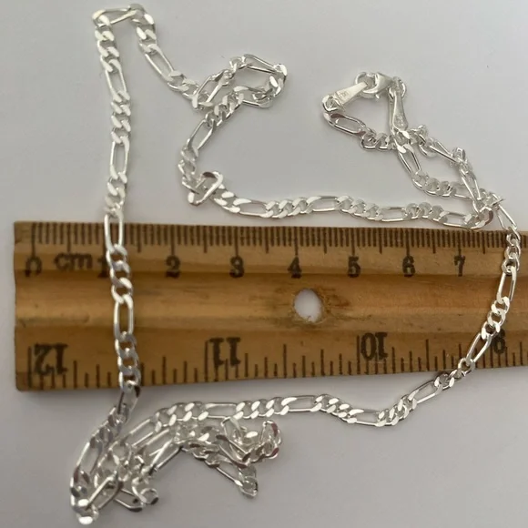 Unisex 925 Silver 3mm necklace 22.5 inch figaro chain - Picture 2 of 6